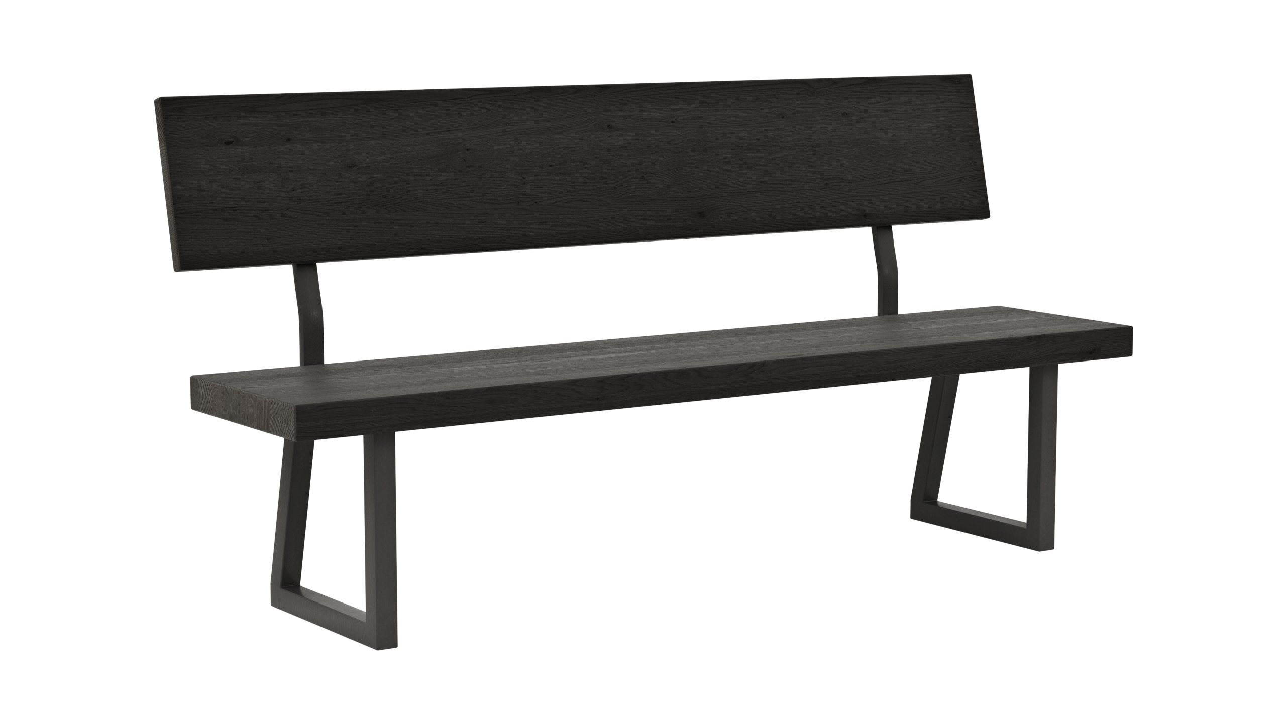 Holzbank Clifton - mit Rückenlehne, Breite ca. 180cm, Zerreiche massiv, smoked