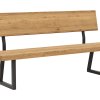 Holzbank Clifton - mit Rückenlehne, Breite ca. 180cm, Zerreiche massiv, natur