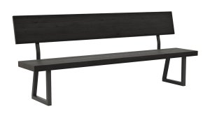 Holzbank Clifton - mit Rückenlehne, Breite ca. 220 cm, Zerreiche massiv, smoked