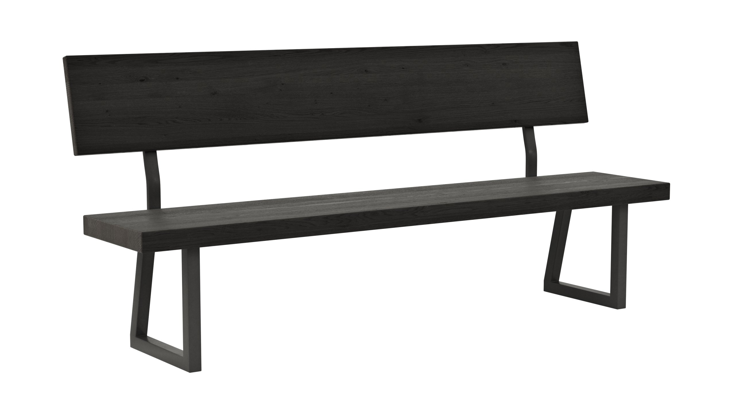 Holzbank Clifton - mit Rückenlehne, Breite ca. 200cm, Zerreiche massiv, smoked