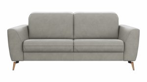 Sofa Tulsa KV - 2,5-Sitzer, inkl. Kopfteilverstellung, Leder, Graubeige