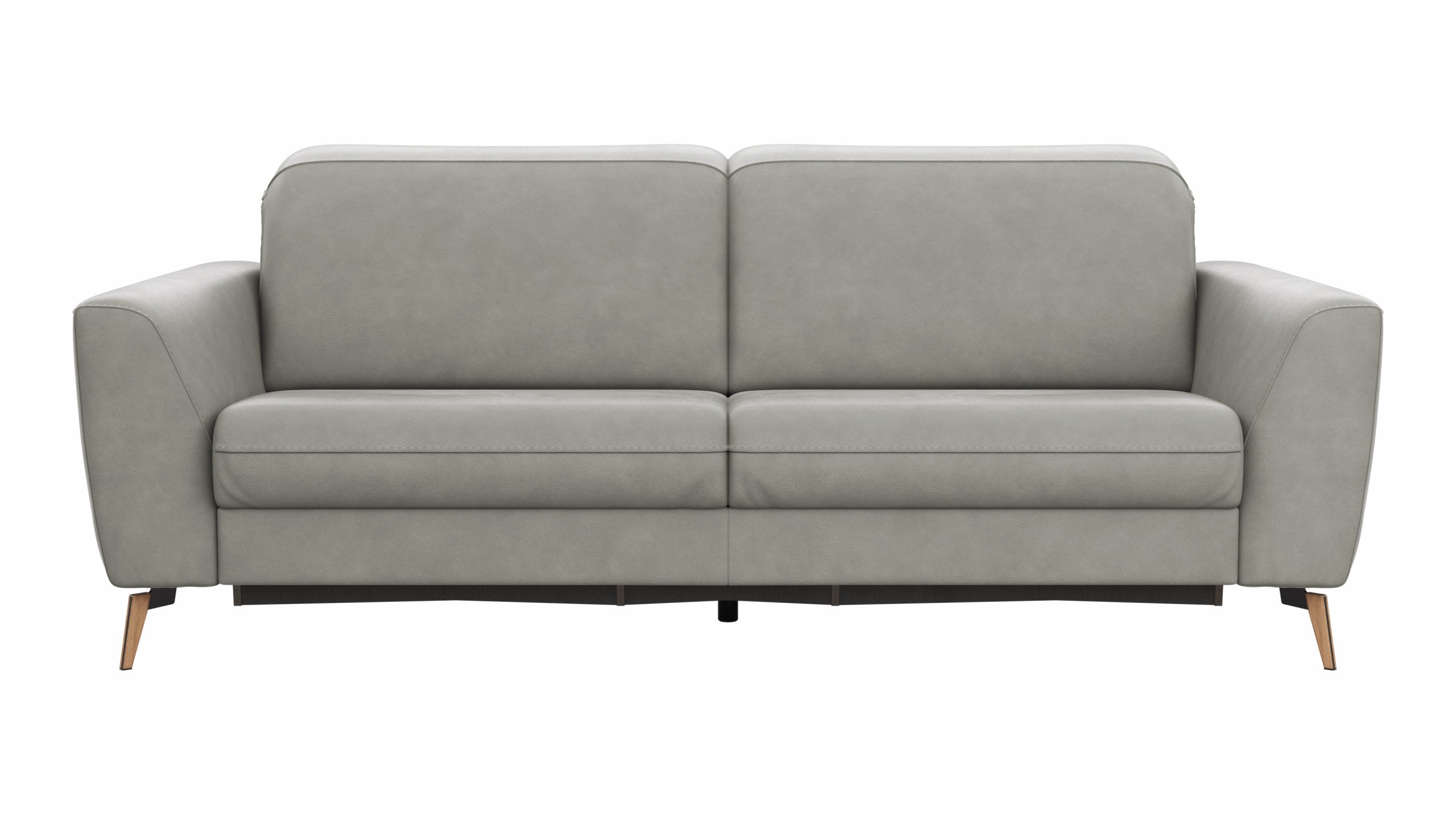 Sofa Tulsa KV - 3-Sitzer, inkl. Sitzvorzug (motorisch) und Kopfteilverstellung, Leder, Graubeige