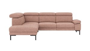Ecksofa Hudson - Ecke links mit 2,5-Sitzer inkl. Kopfteil verstellbar, Stoff, Kupfer