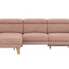 Ecksofa Hudson - Longchair links mit 2,5-Sitzer, inkl. Kopfteil/Armlehne verstellbar und Relaxfunktion (motorisch), Stoff, Kupfer