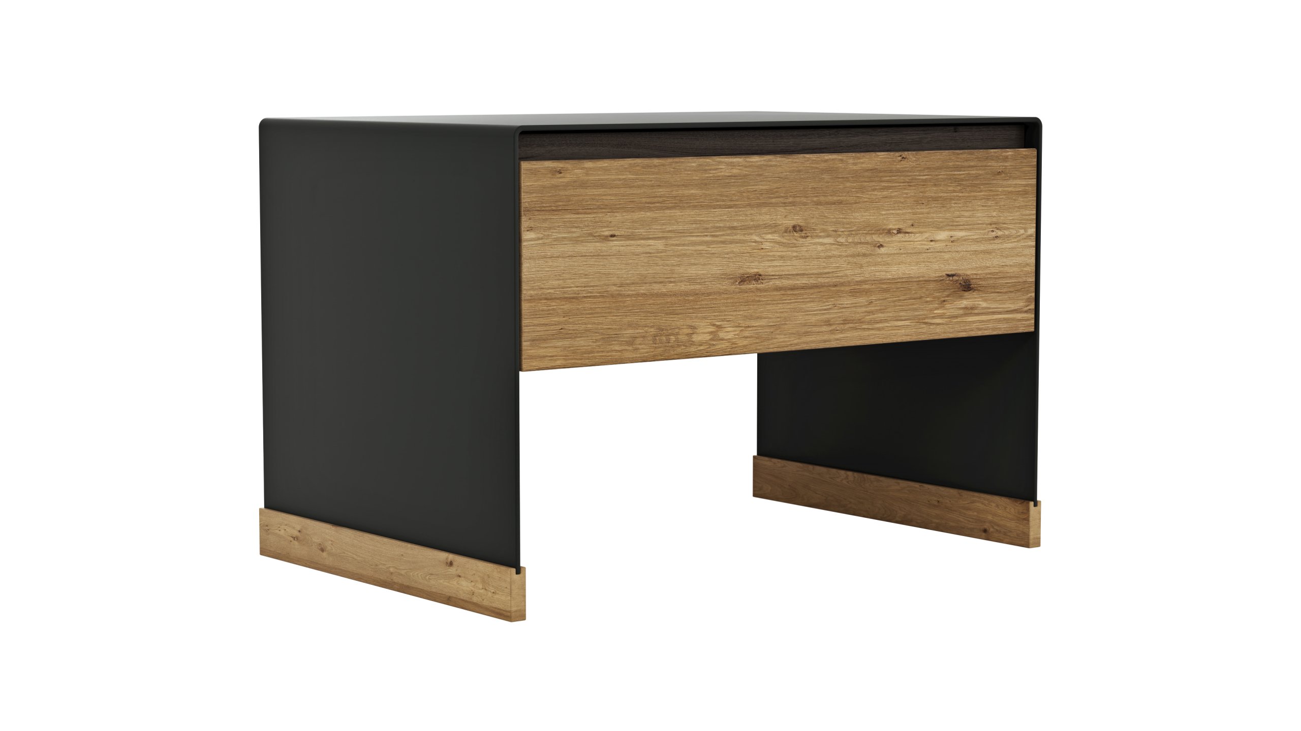 Nachttisch Baltimore - Wildeiche massiv, Metall