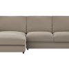 Ecksofa Stormy - Longchair links mit 2,5-Sitzer, Stoff, Graubeige