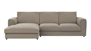 Ecksofa Stormy - Longchair links mit 2,5-Sitzer, Stoff, Graubeige