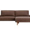 Ecksofa Houston - 1,75-Sitzer mit Longchair groß rechts, inkl. Sitztiefenverstellung und Armlehne klappbar, Leder, Dunkelbraun
