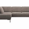 Ecksofa Rockport A - Ecke links mit 2,5-Sitzer rechts, inkl. Sitzauszug (motorisch) und Armlehne klappbar, Stoff, Braun