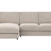 Ecksofa Stormy - Longchair links mit 2,5-Sitzer, Stoff, Creme