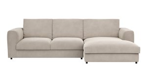 Ecksofa Stormy - 2,5-Sitzer mit Longchair rechts, Stoff, Creme