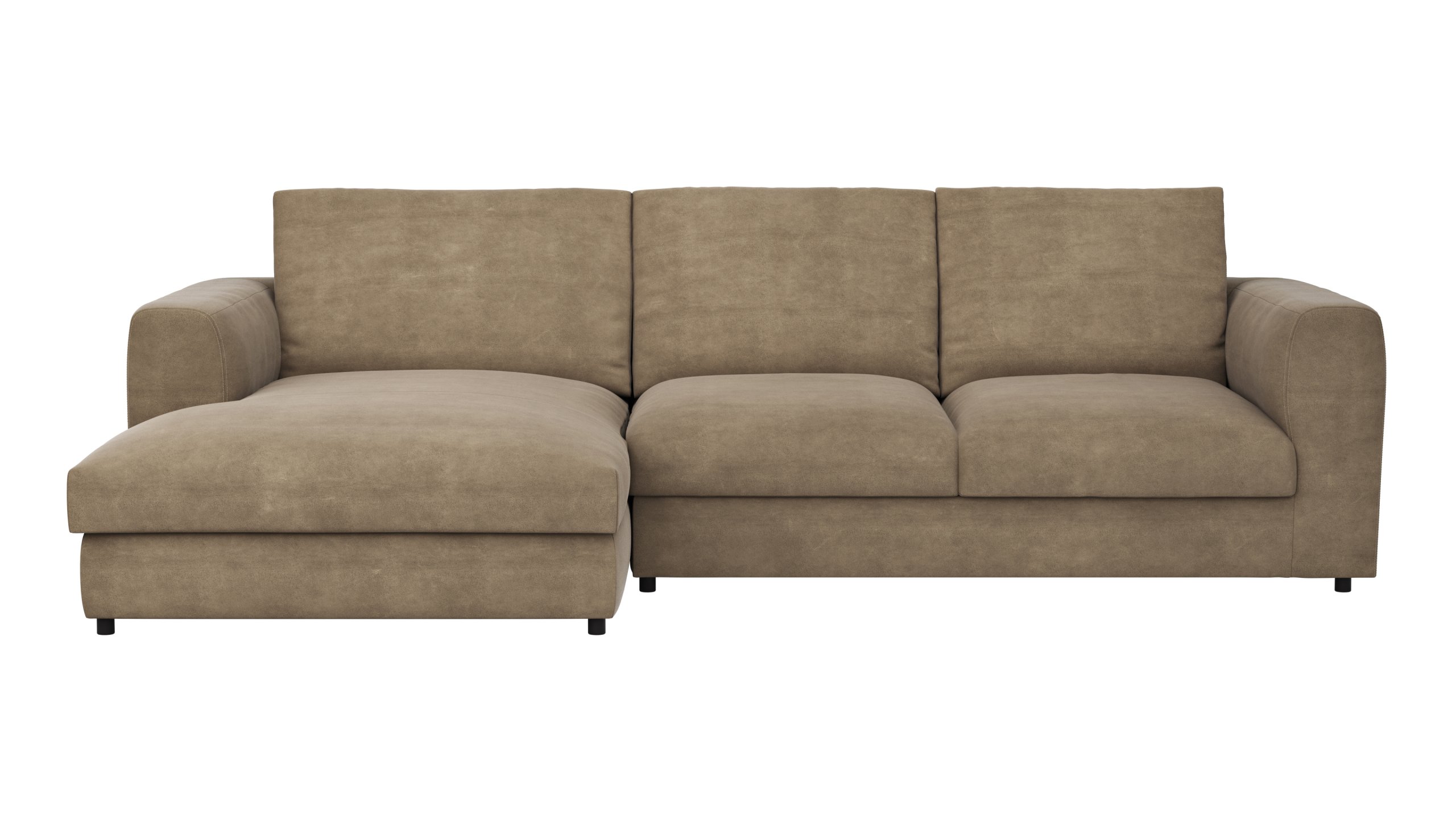 Ecksofa Stormy - Longchairs links mit 2,5-Sitzer, Stoff, Rauchbraun