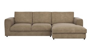 Ecksofa Stormy - 2,5-Sitzer mit Longchair rechts, Stoff, Rauchbraun