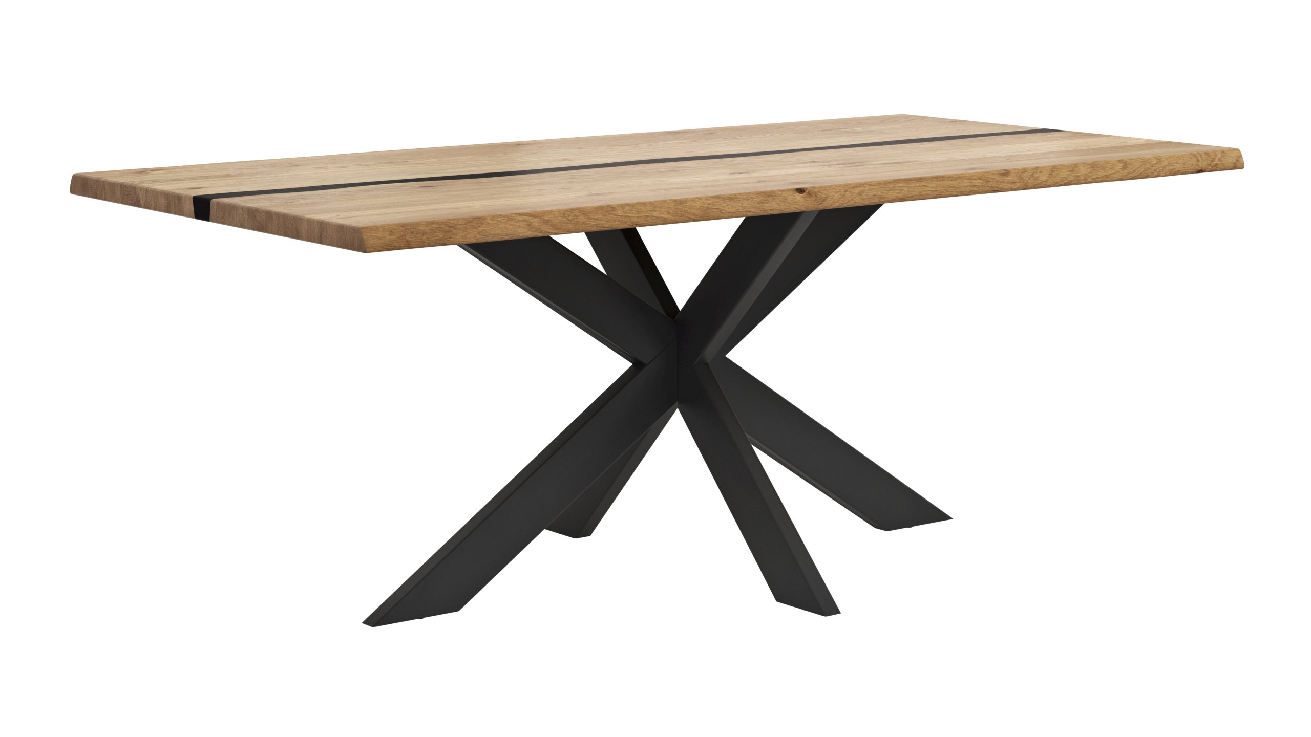 Esstisch Kima - LB ca. 200x100 cm, Wildeiche massiv mit Epoxid-Harz