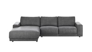 Ecksofa Balok - Longchair groß links mit 2,5-Sitzer, Stoff, Anthrazit