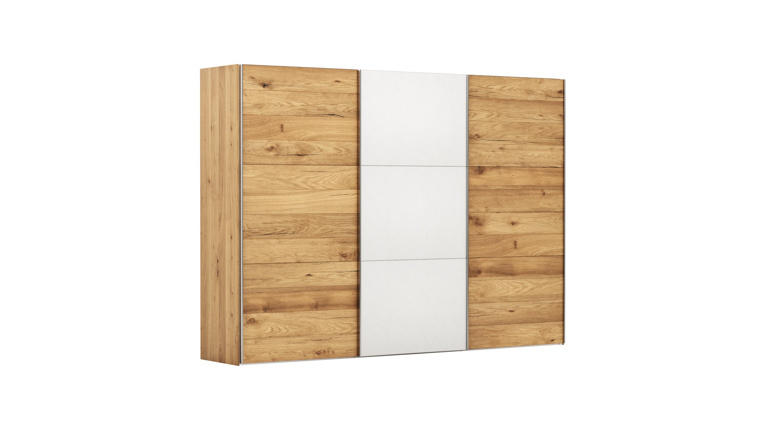 Schwebetürenschrank Colorado - B ca. 307 cm, Eichenfurnier mit Glas