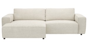 Ecksofa Lilaia - Chaise Longue XL mit 1,5-Sitzer XL rechts, Stoff, Creme