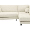 Ecksofa Solenne - Diwan rund links mit Ottomane rechts, Stoff, Weiß