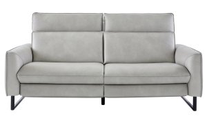 Sofa Avela - 3-Sitzer inkl. Kopfteil verstellbar, Leder, Steingrau