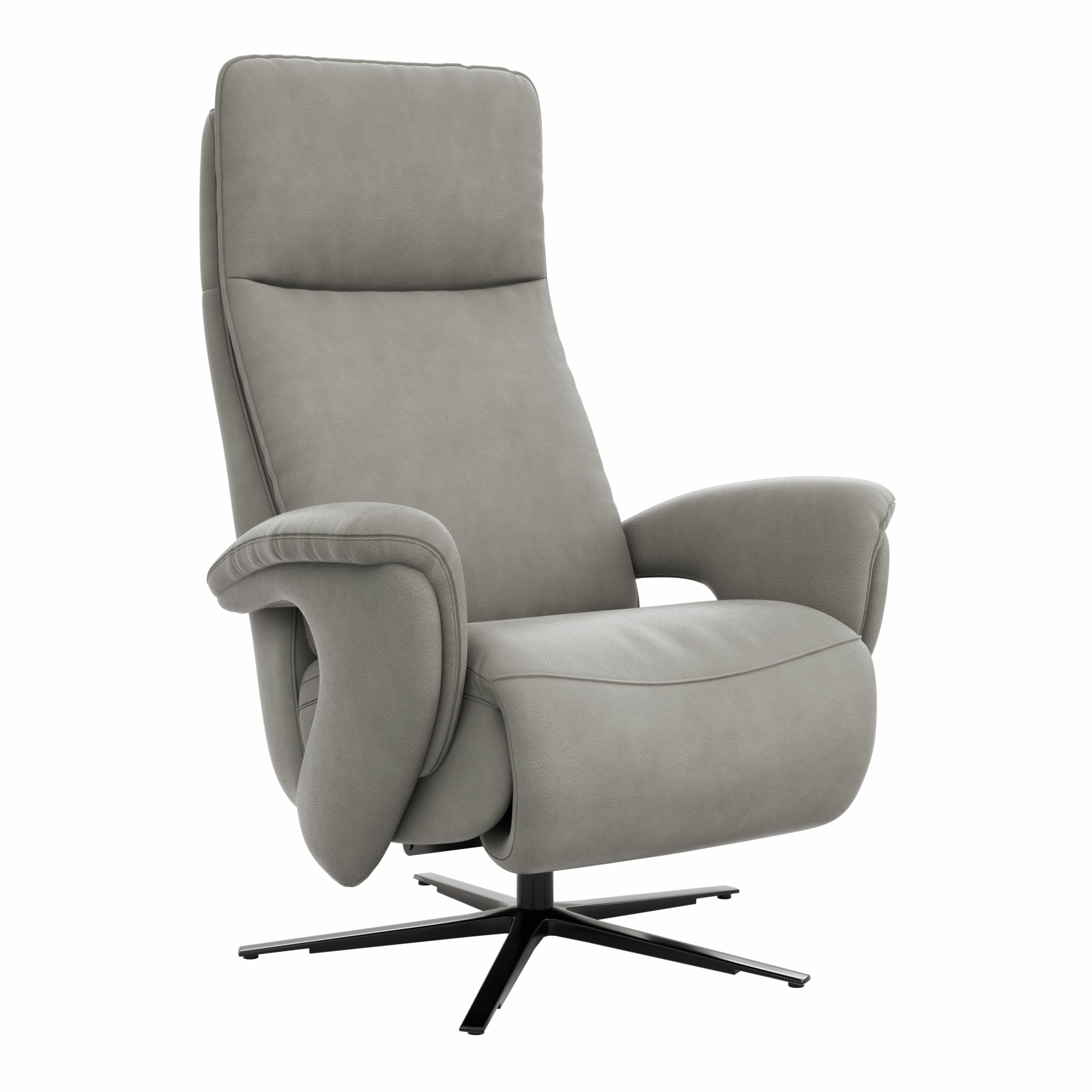 Sessel Tulsa Relax - Größe L, inkl. Maxirücken und Kopf-/Fußteil/Rückenlehne verstellbar, Leder, Graubeige