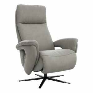 Sessel Tulsa Relax - Größe L, inkl. Kopf-/Fußteil/Rückenlehne verstellbar, Leder, Graubeige