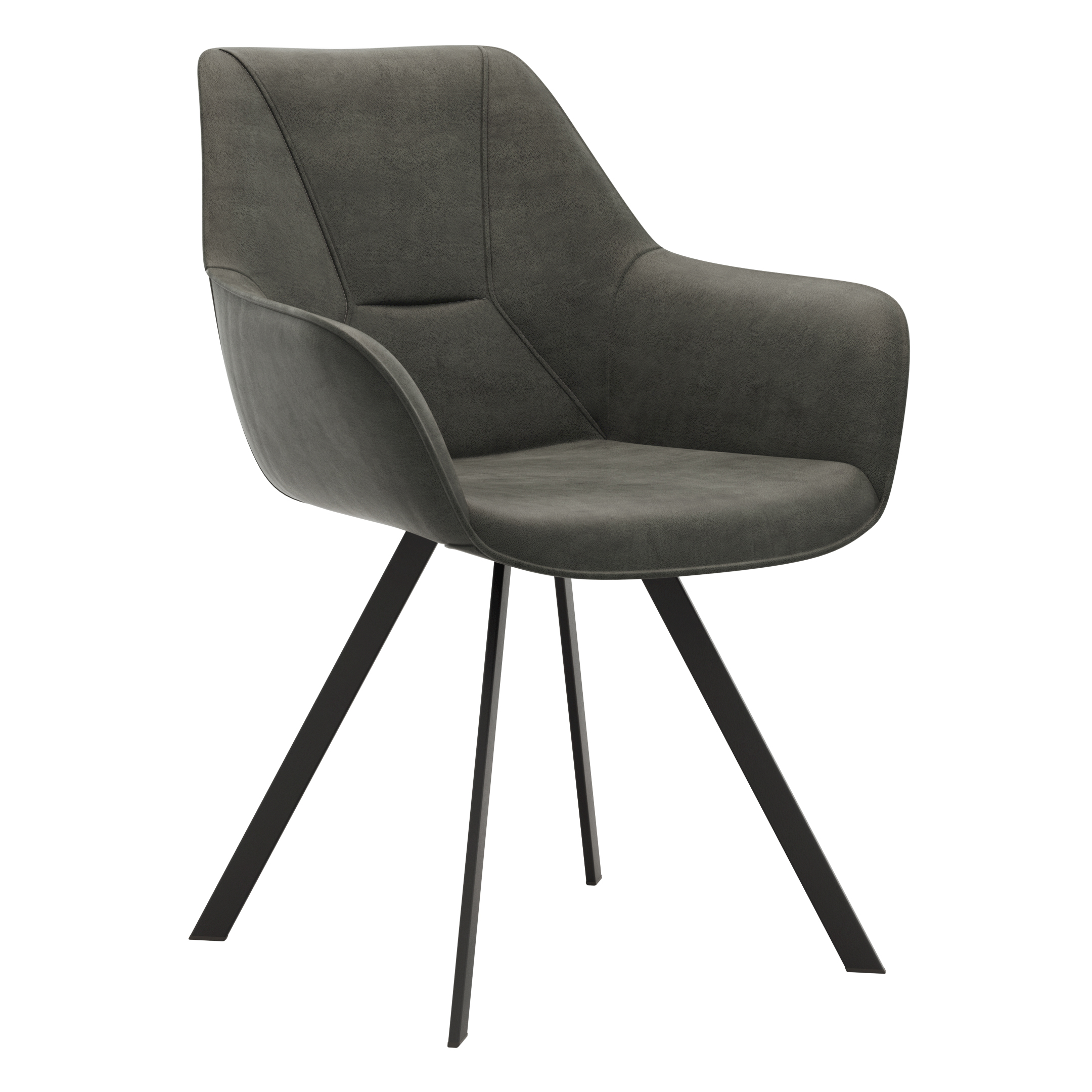 Armlehnstuhl Wesley - Stoff, Anthrazit