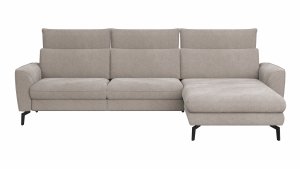 Alternative view of Ecksofa Avela - 2,5-Sitzer mit Longchair rechts inkl. Kopfteile verstellbar, Stoff, Bisquit
