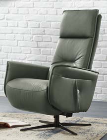 TV-Sessel Lima - Größe M, Relaxfunktion, Leder, Farn