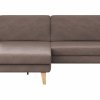 Ecksofa Houston - Longchair groß links mit 1,75-Sitzer, inkl. Sitztiefenverstellung und Armlehne klappbar, Leder, Dunkelbraun