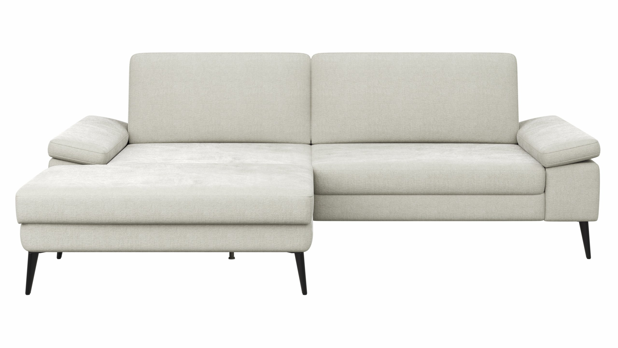 Ecksofa Houston - Longchair groß links mit 1,75-Sitzer, inkl. Sitztiefenverstellung und Armlehne klappbar, Stoff, Natur