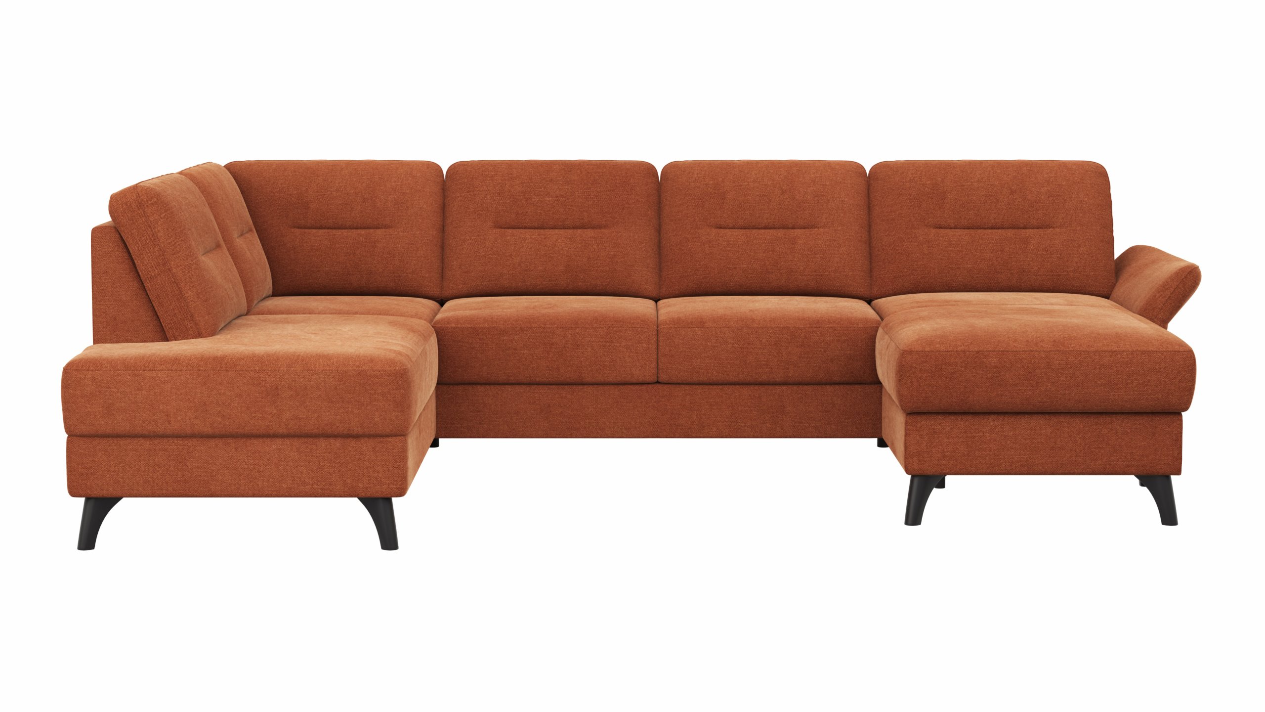 Wohnlandschaft Almyra - Ottomane links, 2,5-Sitzer, Longchair rechts, Stoff, Kupfer