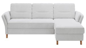 Ecksofa Vayra - 2,5-Sitzer mit Longchair rechts, Stoff, Offwhite