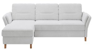 Ecksofa Vayra - Longchair links mit 2,5-Sitzer rechts, Stoff, Offwhite