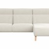 Ecksofa Nevin - 2-Sitzer mit Longchair rechts, inkl. Kopfpolsterverstellung, Stoff, Weiß