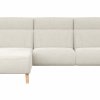 Ecksofa Nevin - Longchair links mit 2-Sitzer rechts, inkl. Kopfpolsterverstellung, Stoff, Weiß