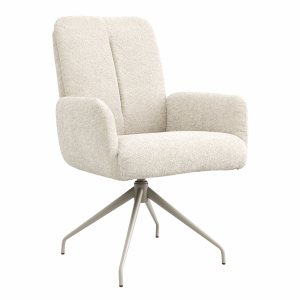 Armlehnstuhl Evania - Dreh und Relax-Funktion, hoher Rücken, Stoff, Creme