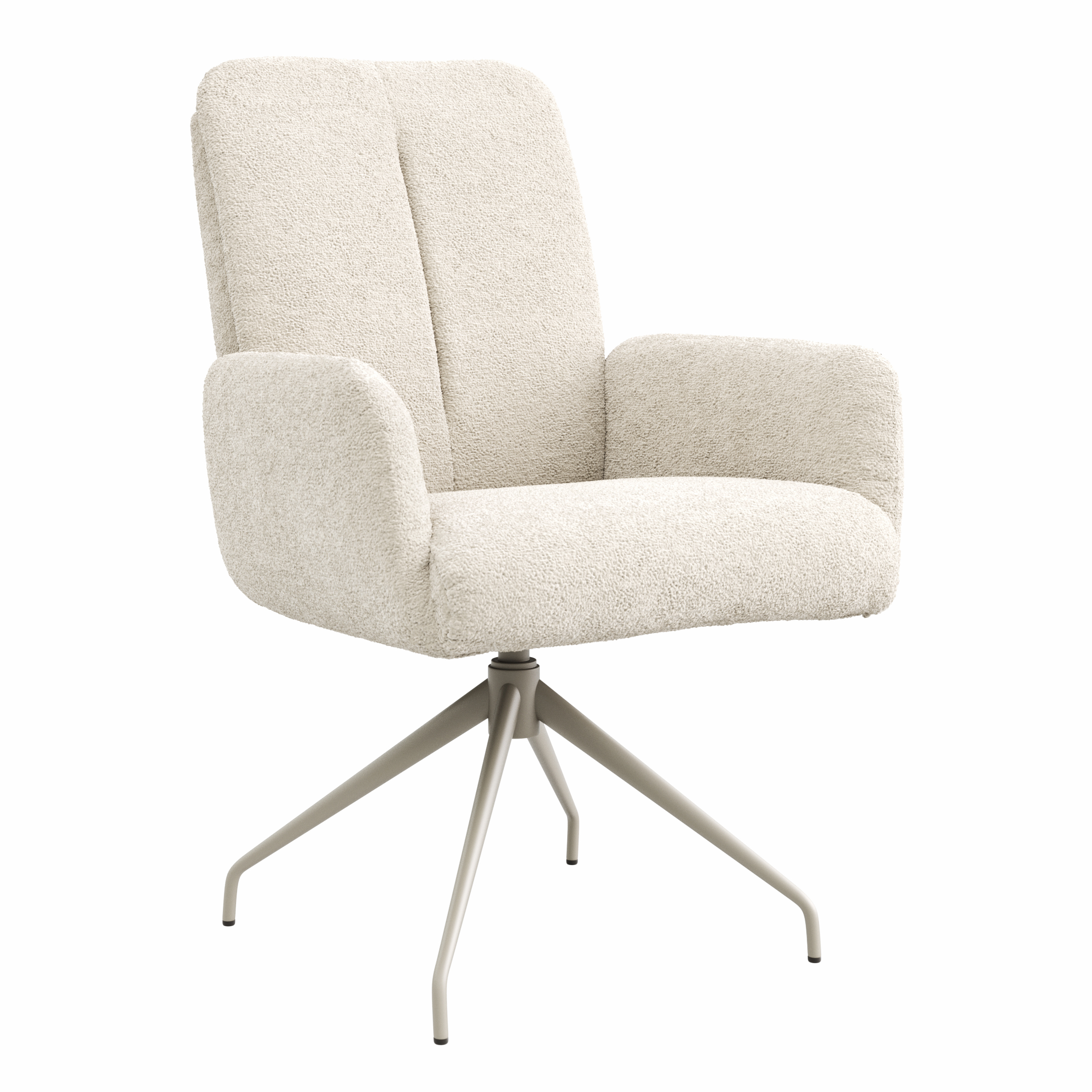 Armlehnstuhl Evania - Dreh und Relax-Funktion, hoher Rücken, Stoff, Creme