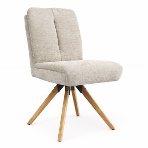 Stuhl Evania - Dreh und Relax-Funktion, niedriger Rücken, Stoff, Ecru