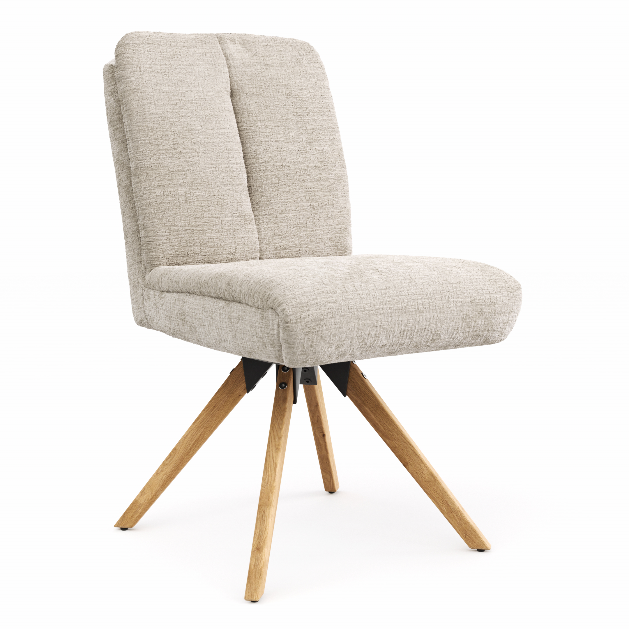 Stuhl Evania - Dreh und Relax-Funktion, niedriger Rücken, Stoff, Ecru