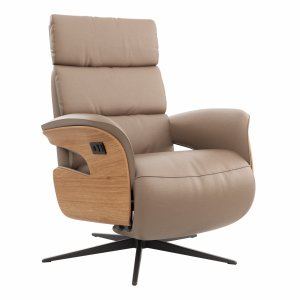 Relaxsessel Amila - Größe S, inkl. 2-motorischer Relaxfunktion und Kopfteilverstellung, Leder, Rauchbraun