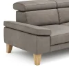 Ecksofa Hudson - 2,5-Sitzer mit Longchair rechts inkl. Kopfteil verstellbar, Stoff, Steingrau – Bild 3