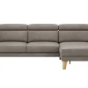 Ecksofa Hudson - 2,5-Sitzer mit Longchair rechts inkl. Kopfteil verstellbar, Stoff, Steingrau – Bild 2