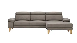 Alternative view of Ecksofa Hudson - 2,5-Sitzer mit Longchair rechts inkl. Kopfteil verstellbar, Stoff, Steingrau