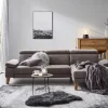 Ecksofa Hudson - 2,5-Sitzer mit Longchair rechts inkl. Kopfteil verstellbar, Stoff, Steingrau – Bild 5