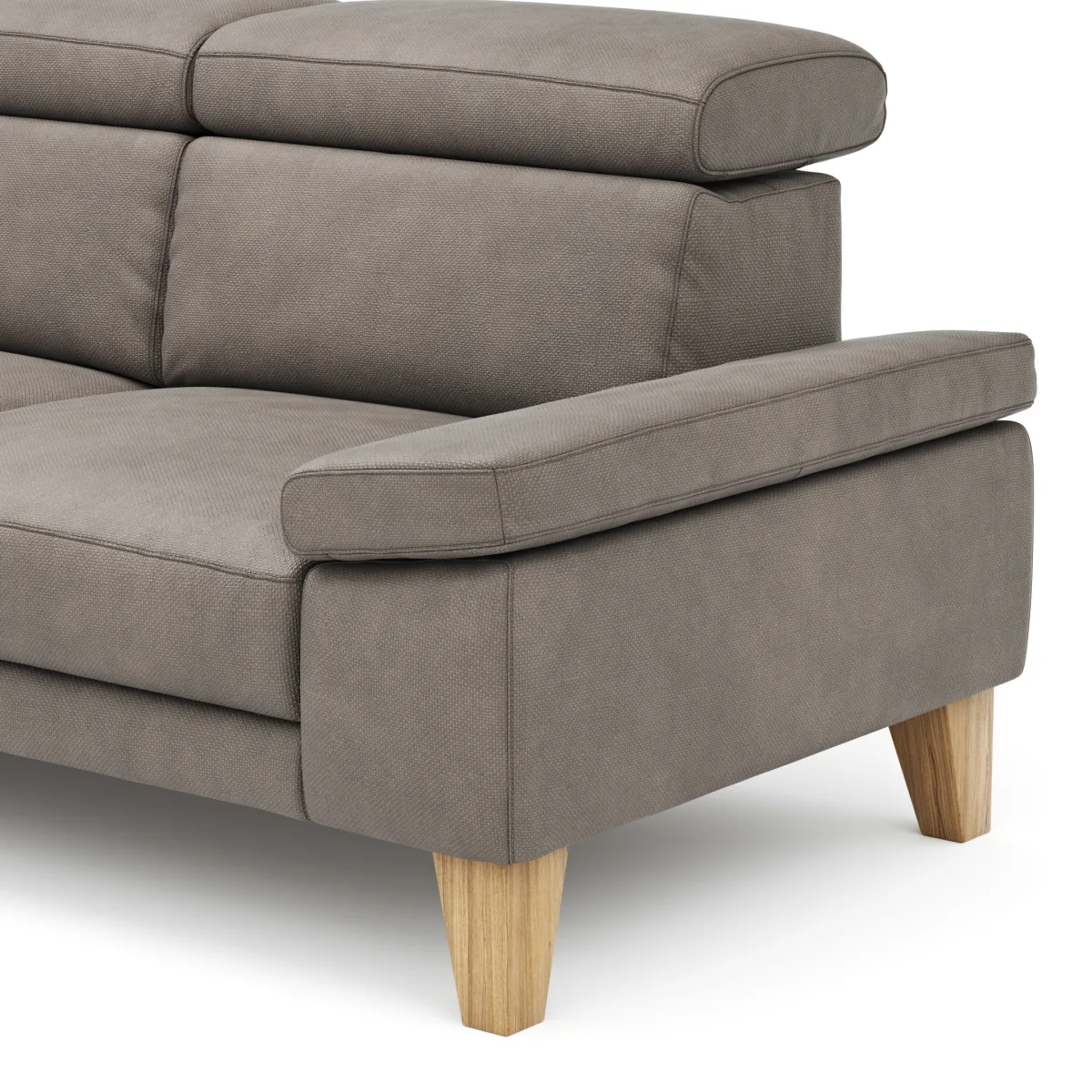 Ecksofa Hudson - Longchair links mit 2,5-Sitzer, inkl. Kopfteil verstellbar, Stoff, Steingrau – Bild 3