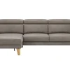 Ecksofa Hudson - Longchair links mit 2,5-Sitzer, inkl. Kopfteil verstellbar, Stoff, Steingrau – Bild 2