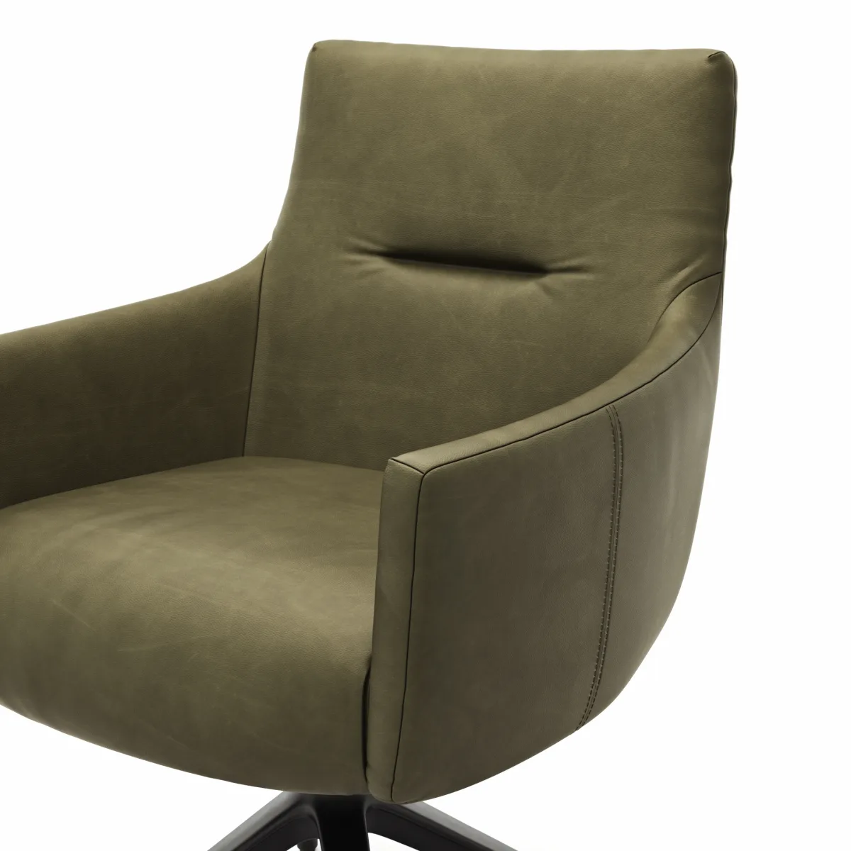 Armlehnstuhl Calgary - drehbar, Leder, Olive – Bild 3