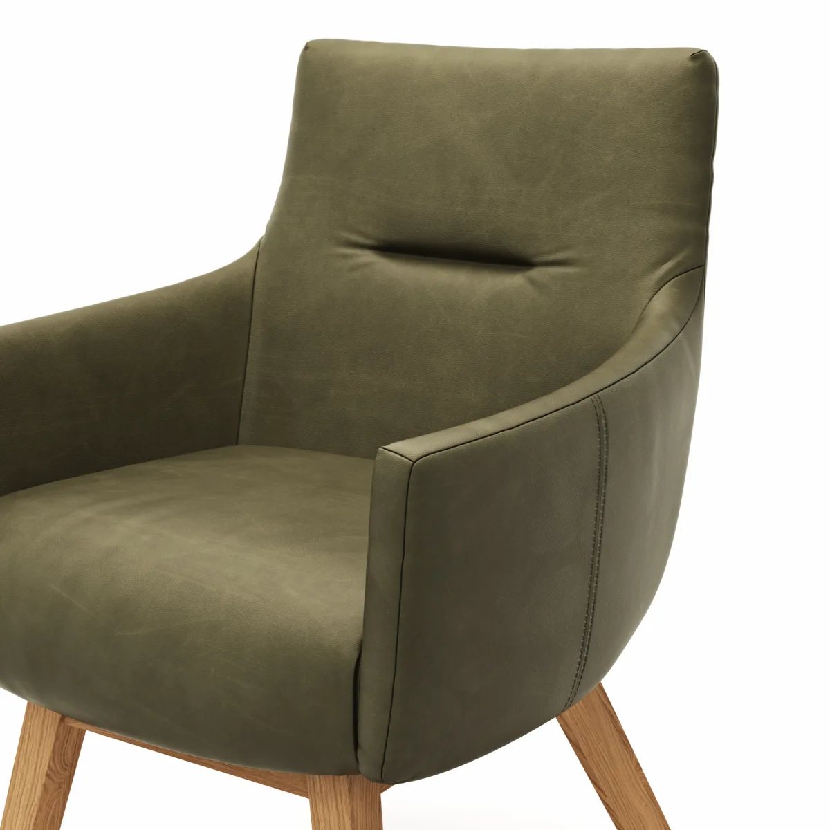 Armlehnstuhl Calgary - Leder, Olive – Bild 3
