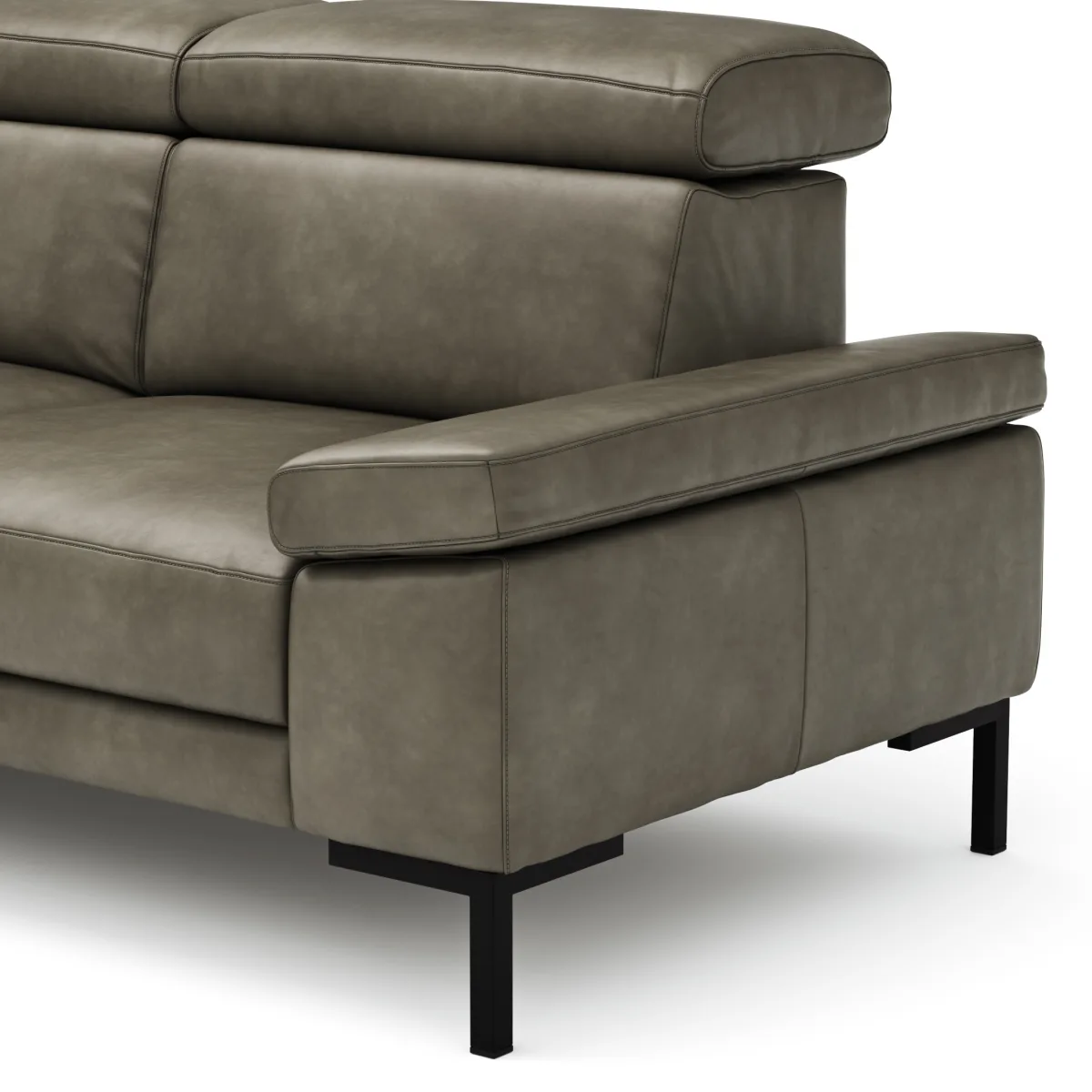 Ecksofa Hudson - Ecke links mit 2,5-Sitzer inkl. Kopfteil verstellbar, Leder, Braungrün – Bild 3