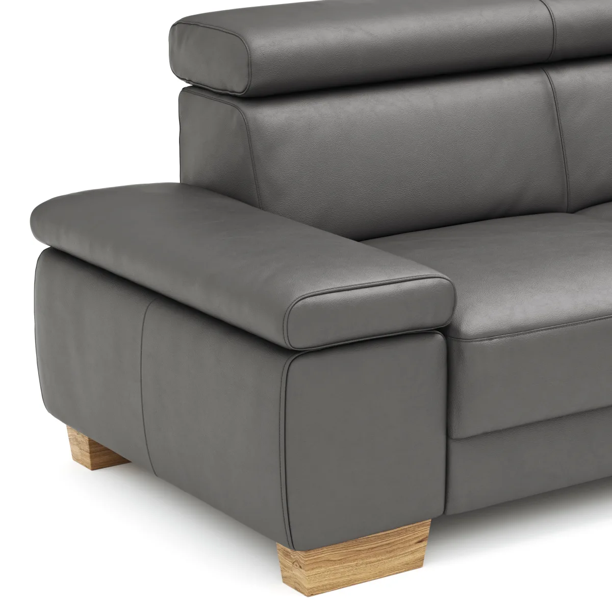 Ecksofa Philadelphia - 2,5-Sitzer mit Ecke rechts inkl. Kopfteil verstellbar, Leder, Anthrazit – Bild 4